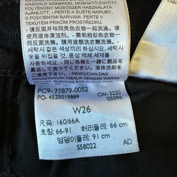 LEVI'S Ribcage Shorts Black Denim Cut Off Frayed High Rise Gothic - Picture 10 of 12